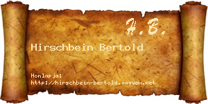 Hirschbein Bertold névjegykártya